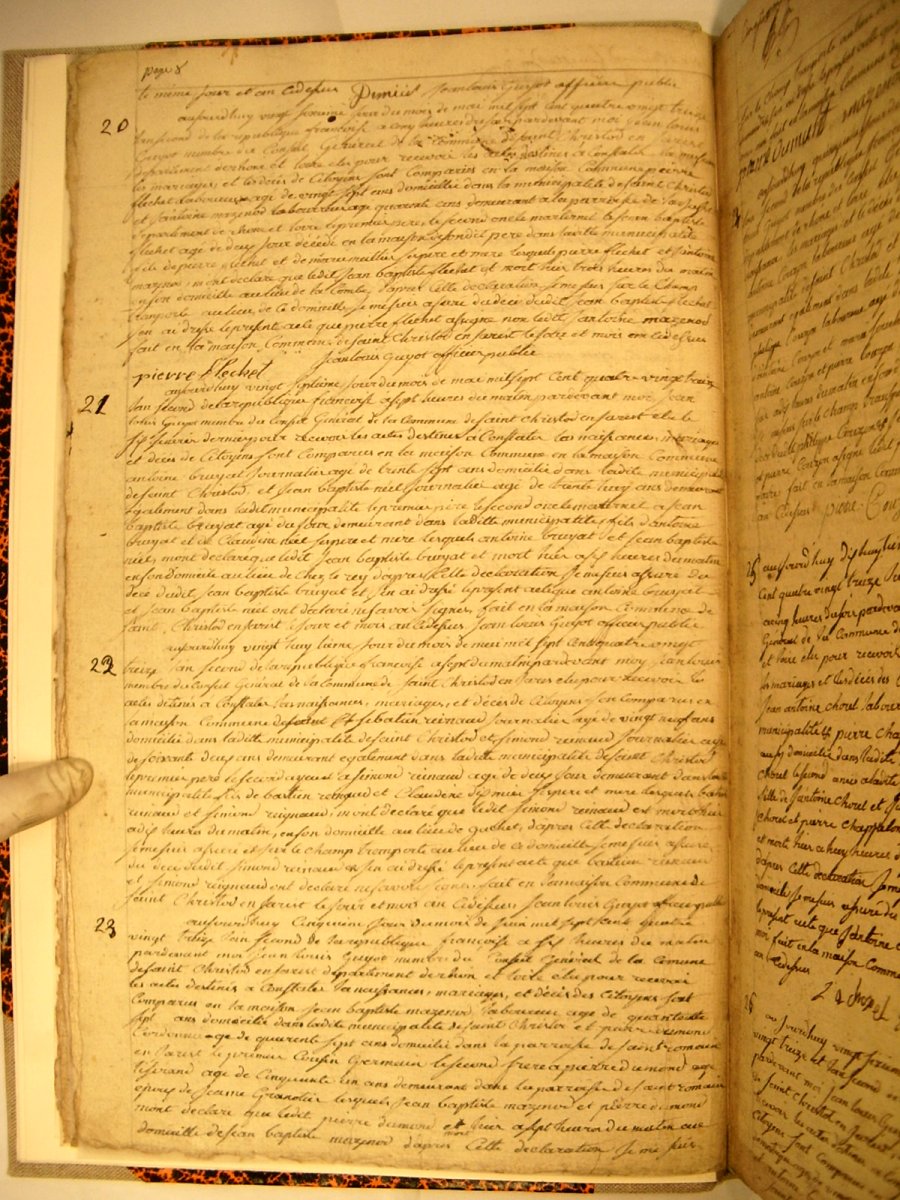 Page du registre